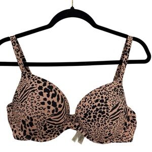 Victoria’s Secret Leopard Animal Print Bikini Top 38C Underwire Push-up